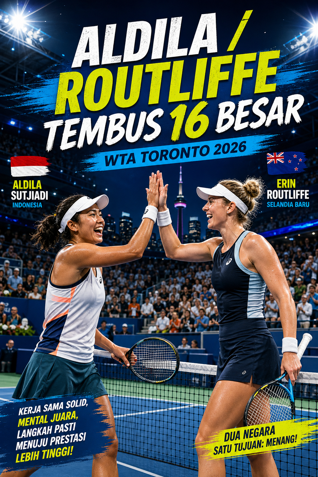 Aldila Sutjiadi/Erin Routliffe Tembus 16 Besar WTA Toronto 2026 - aldila